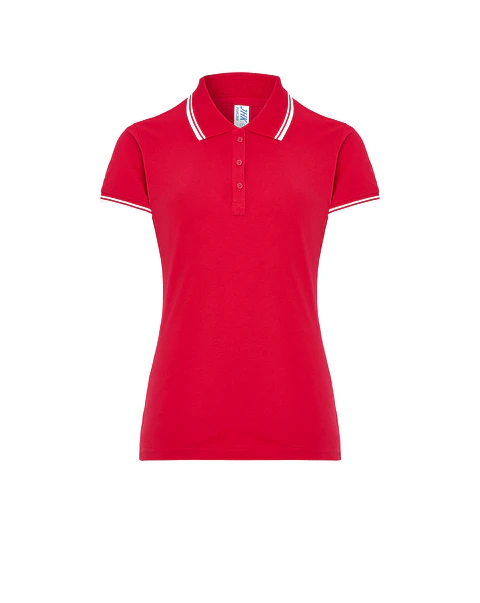 Regular Polo Lady — RED - WHITE — Sem Personalização
