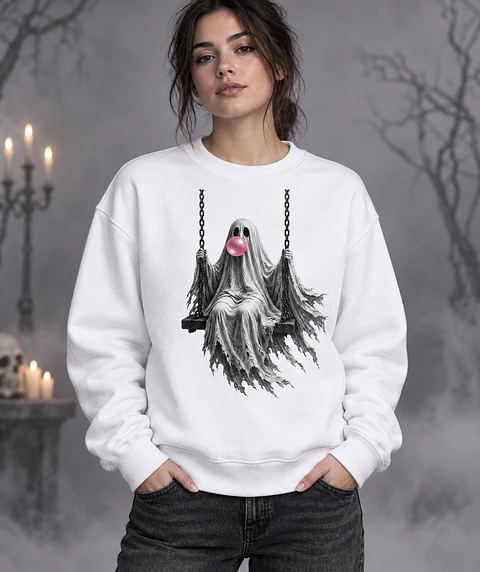 T-shirt ou Sweatshirt Halloween 2026 — Fantasma no Baloiço