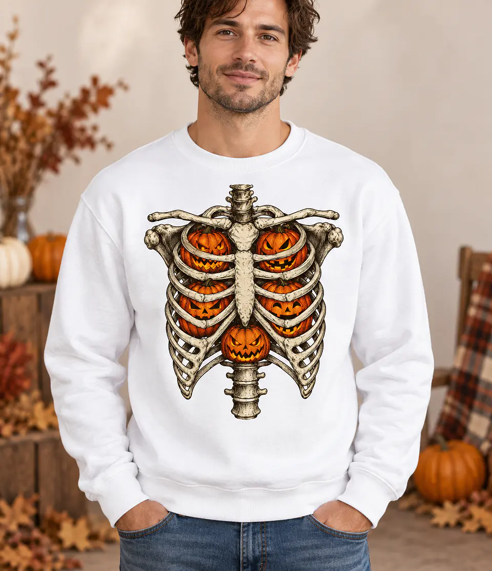 T-shirt ou Sweatshirt Halloween 2026 — Coração de Abóboras 1