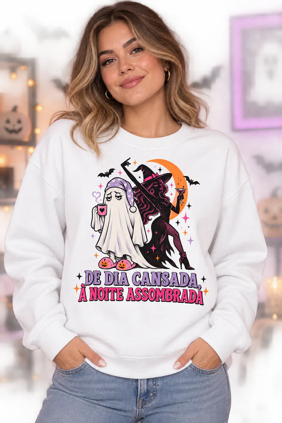 T-shirt ou Sweatshirt Halloween 2026 — De Dia Cansada, à Noite Assombrada 1