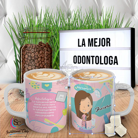 Tazón Odontologa Pelo Liso Cafe.