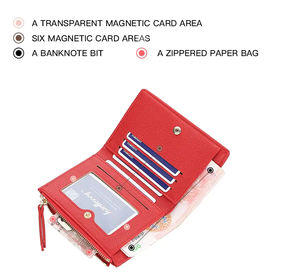Billetera mujer con monedero y  cierre  3