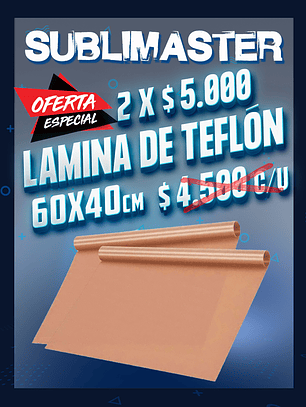 Lamina de teflon para estampadora de calor oferta 2 unidades