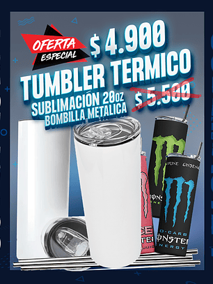 Botella metálica Termico sublimable tipo tumbler - 20oz