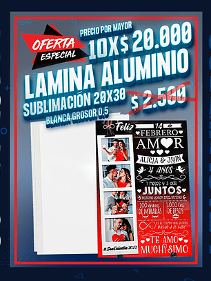 Lamina de aluminio blanca perlada sublimable tamaño 20x30 a4 de 0.5 oferta por 10 unidades