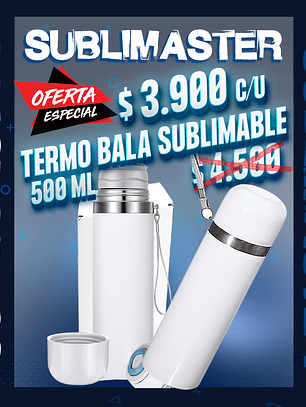 Termo tipo bala sublimable 500 ml