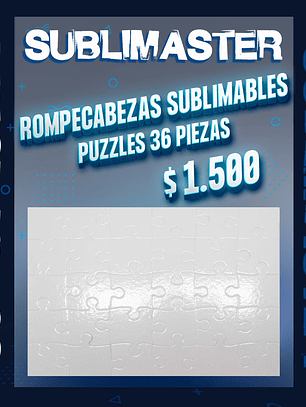 Puzzle rompecabezas sublimacion 36 piezas 18x27cm       