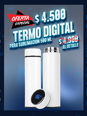 Termo digital blanco para sublimar 500 ml