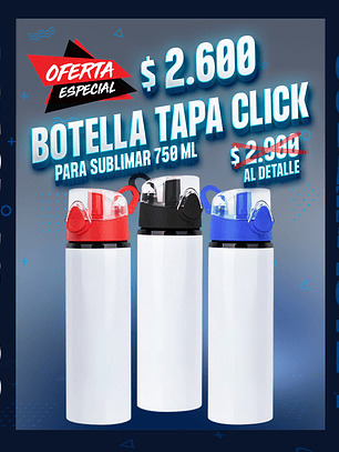 Botella bs 750 ml aluminio tapa click c/seguro