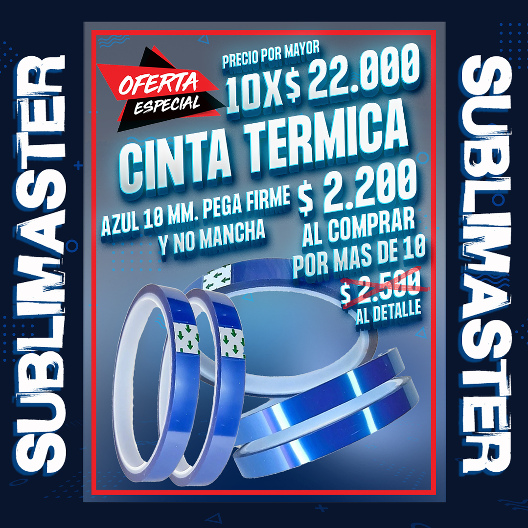 Cinta terminca azul 10 mm precio por mayor 10 unidades 1