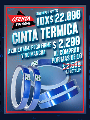 Cinta terminca azul 10 mm precio por mayor 10 unidades