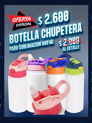 Botella chupetera sublimable para niños 600 ml