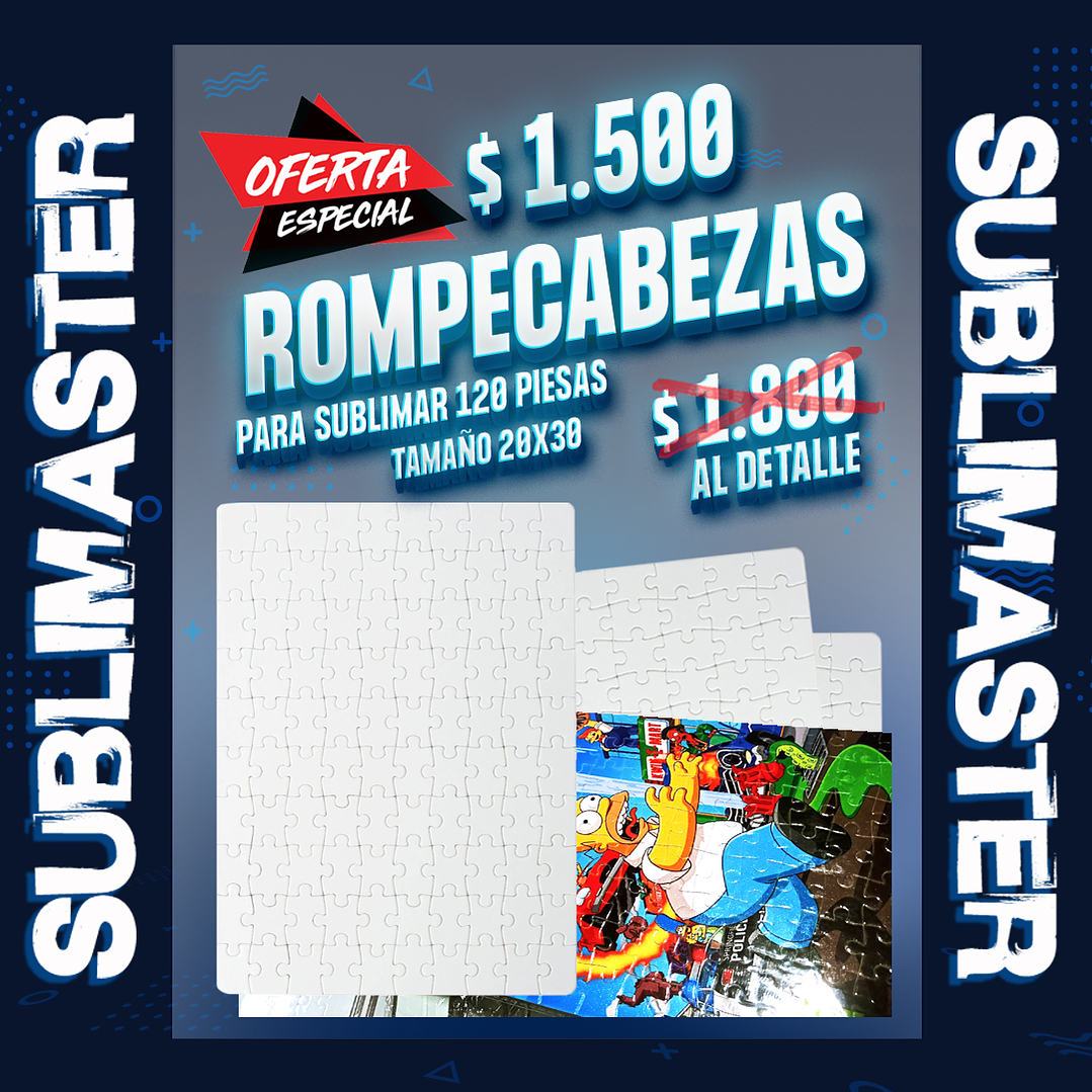Puzzle rompecabezas sublimable 120 piezas blanco brillante tamaño A4  1