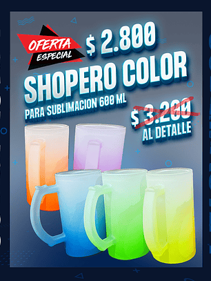 Shopero premium empavonado para sublimacion base color 16 oz