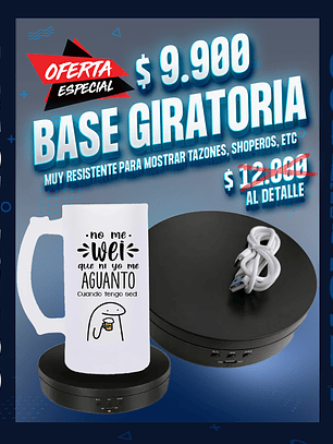 Base giratoria exhibidor de tazones, botellas, shoperos etc