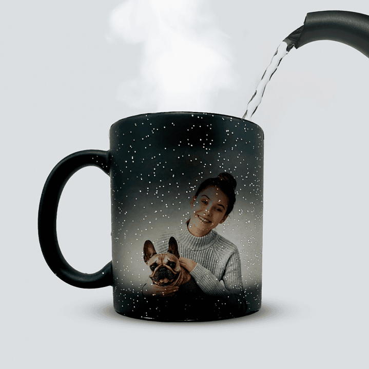 Tazón magico Sublimación Color Negro Glitter 11 oz 2