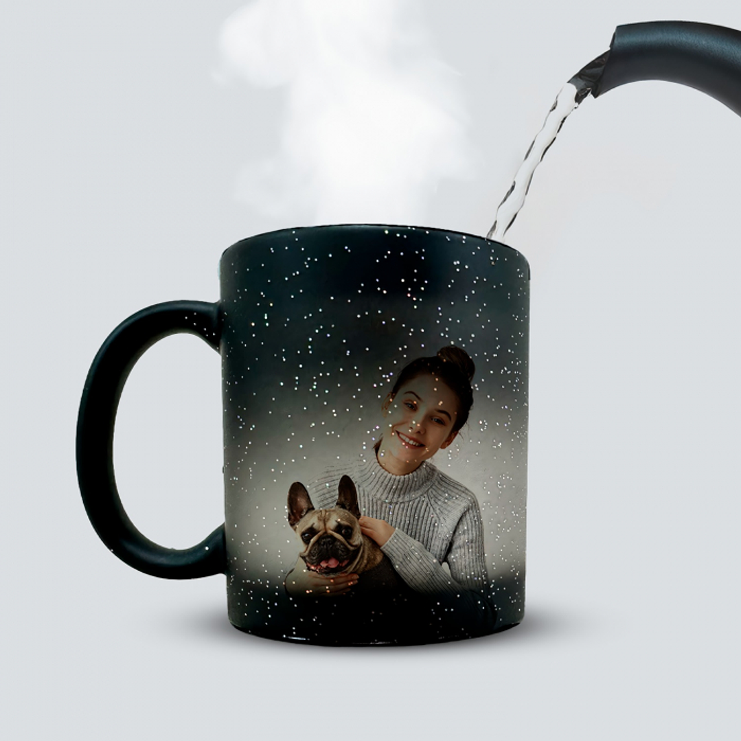 Tazón magico Sublimación Color Negro Glitter 11 oz precio por mayor oferta por 12 unidades 2