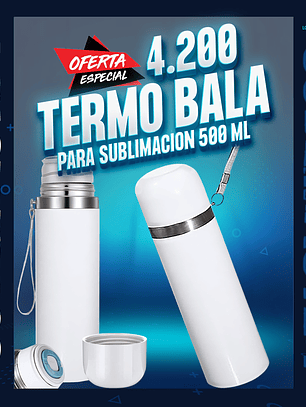 Termo tipo bala sublimable 500 ml