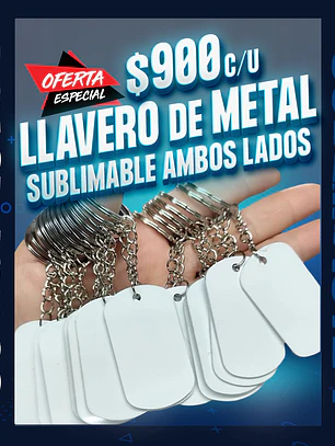 LLavero de metal sublimable por ambos lados 50x30mm