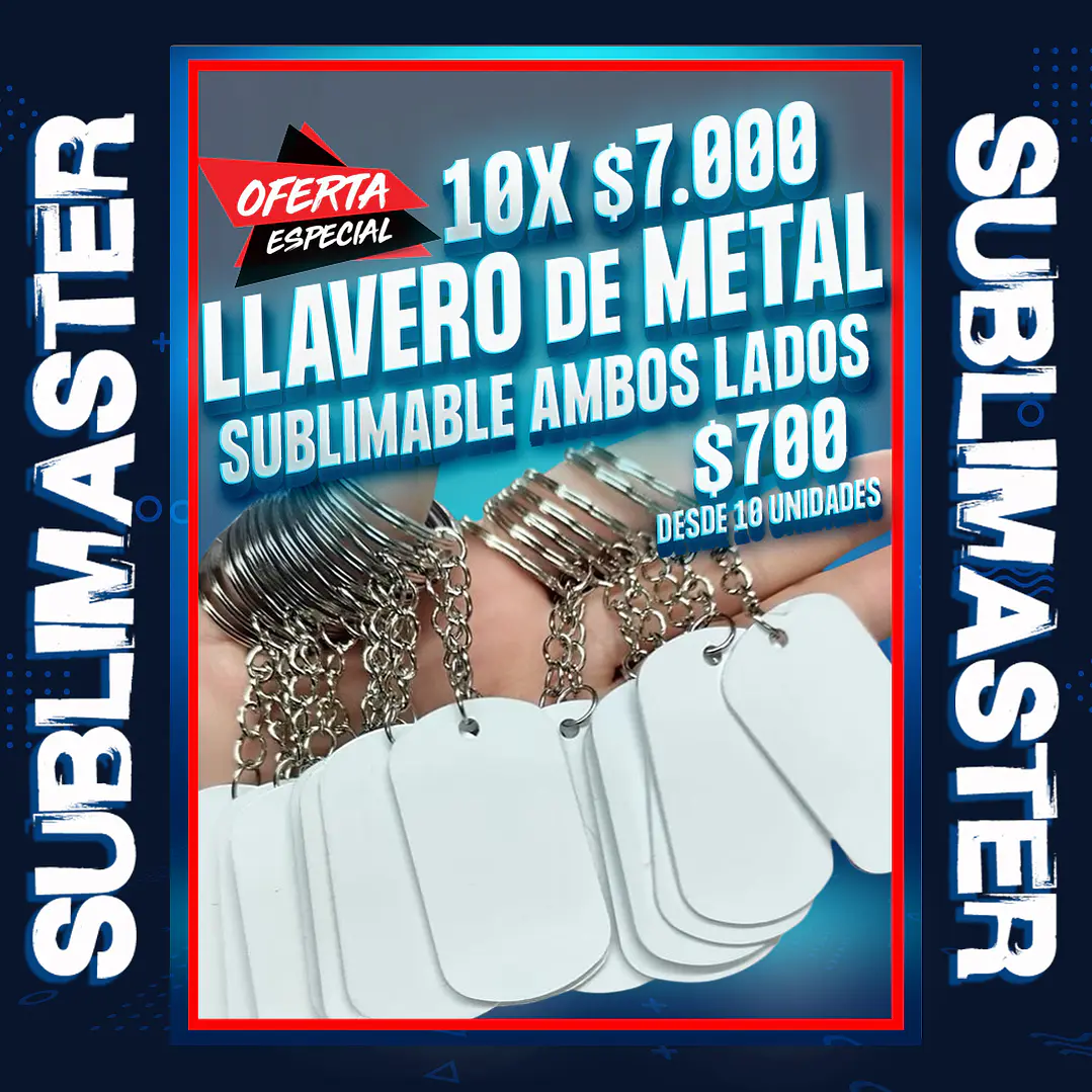 LLavero de metal sublimable por ambos lados 50x30mm oferta por mayor de 10 unidades 1