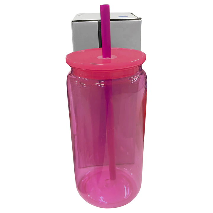 Vaso acrilico de colores con tapa y bombilla para poner dtf uv o vinilo decorativo 16oz 450 ml 3