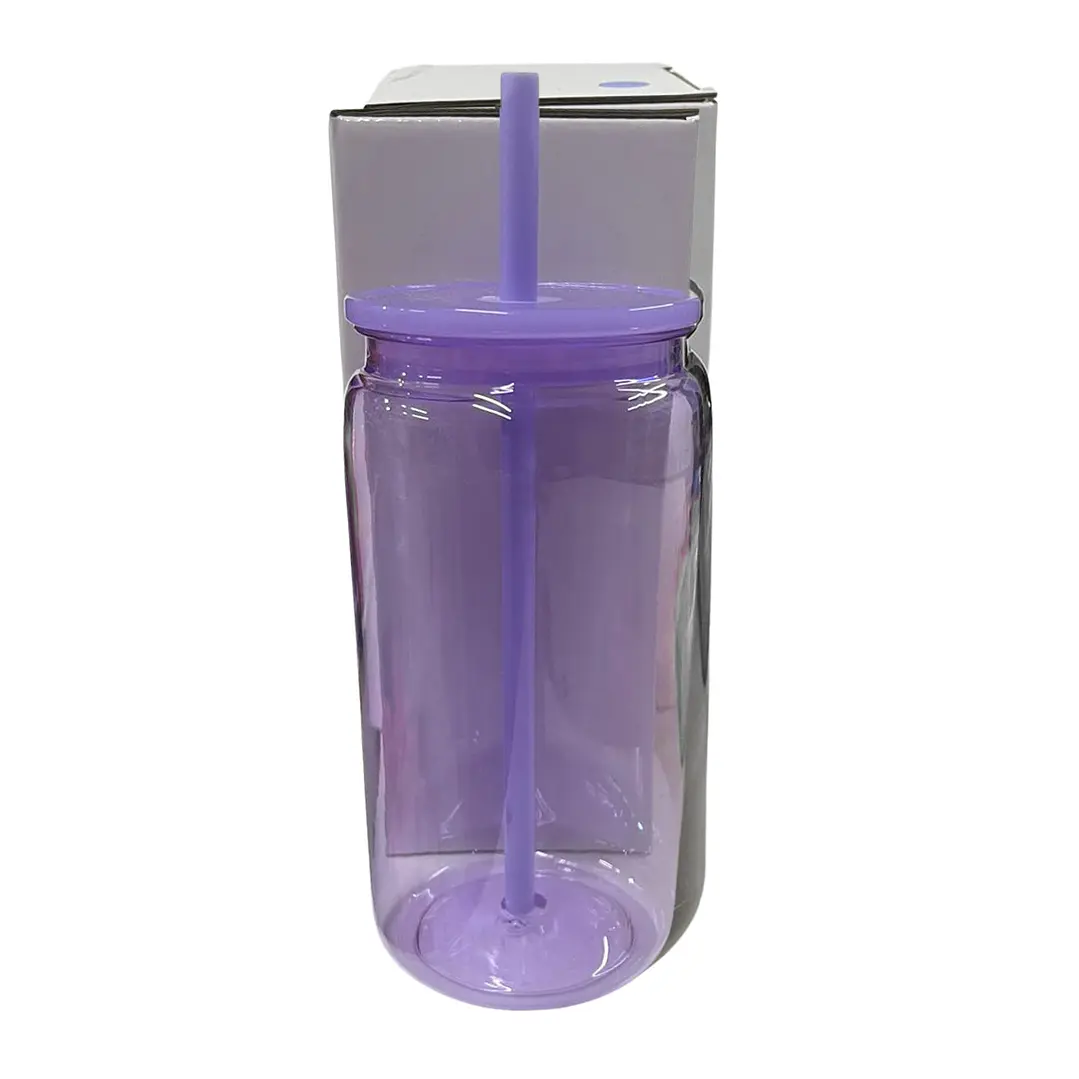 Vaso acrilico de colores con tapa y bombilla para poner dtf uv o vinilo decorativo 16oz 450 ml 4
