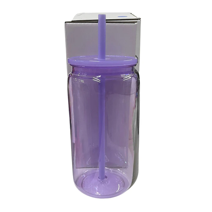 Vaso acrilico de colores con tapa y bombilla para poner dtf uv o vinilo decorativo 16oz 450 ml 4