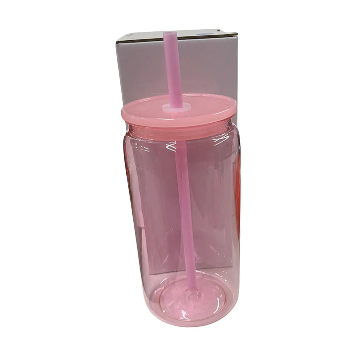 Vaso acrilico de colores con tapa y bombilla para poner dtf uv o vinilo decorativo 16oz 450 ml 6