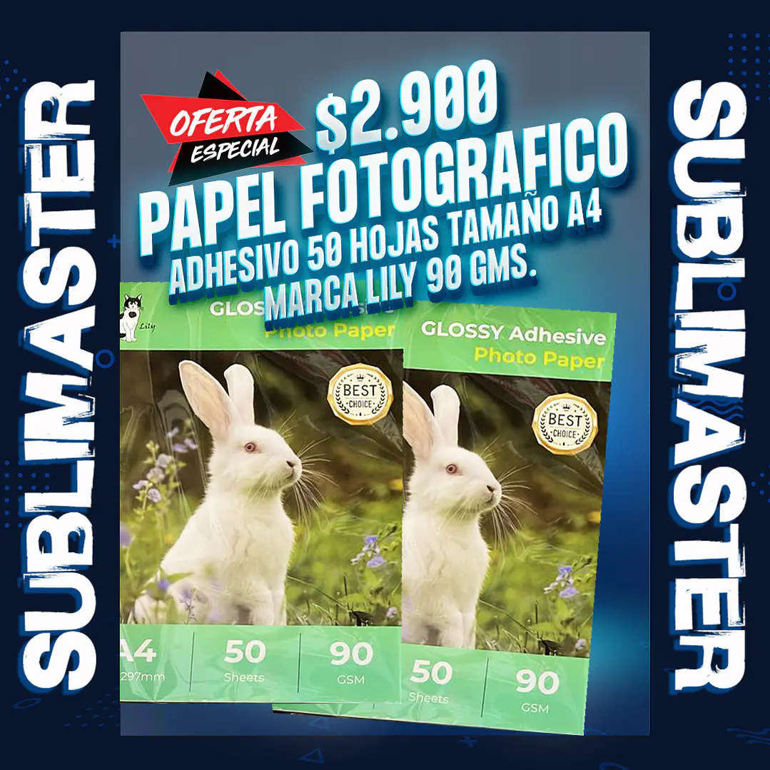 Papel fotografico adhesivo 50 hojas 90 gm. marca lily 1