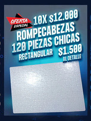 Puzzle rompecabezas sublimable 120 piezas blanco brillante tamaño A4 precio por mayor de 10 unidades