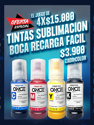 Tintas de sublimacion calidad premium boca relleno facil 100ml