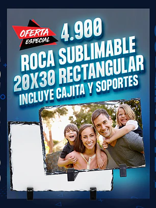 Roca rectangular brillante sublimable 20x30 cm incluye cajita y soportes 