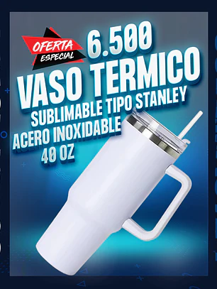 Vaso termico tipo stanley sublimable de acero inoxidable 40oz 