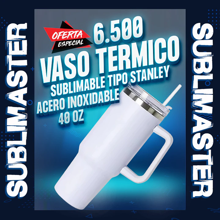 Vaso termico tipo stanley sublimable de acero inoxidable 40oz  1