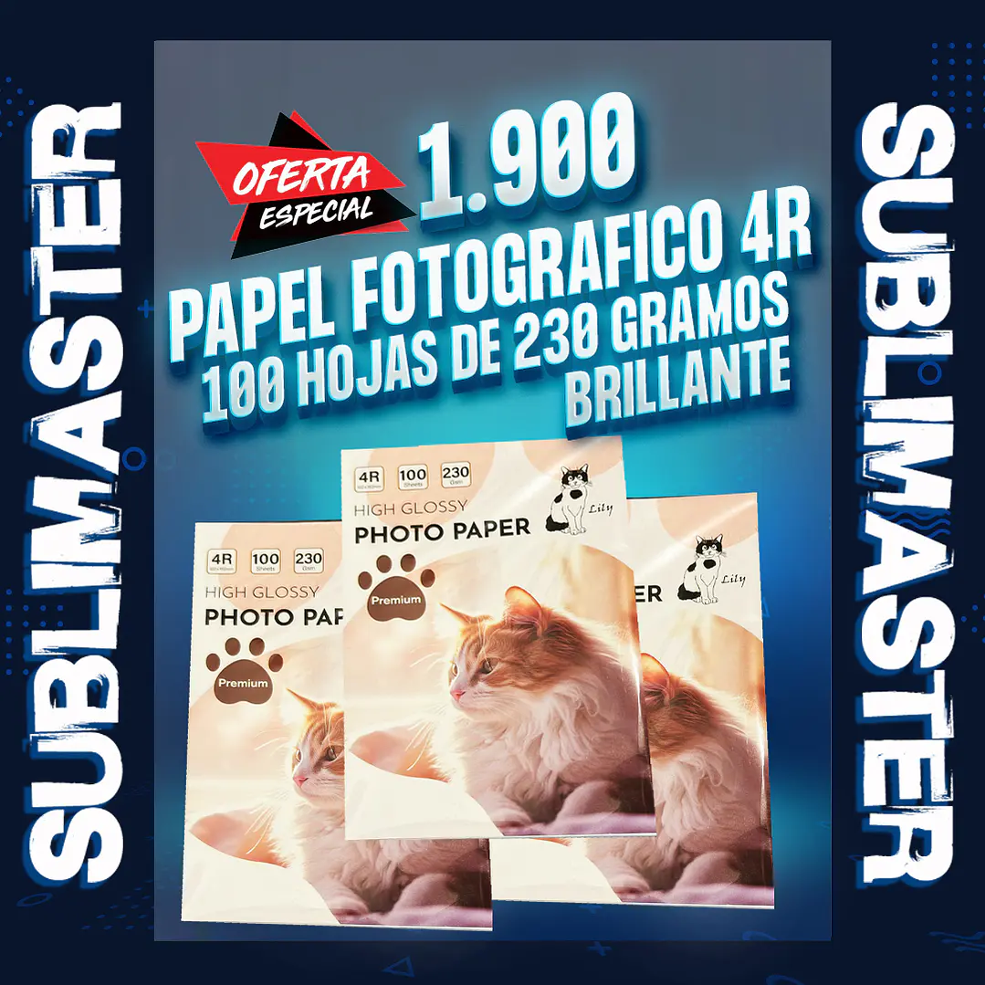 Papel fotografico 4R 10x15 de 100 hojas 230 gm. 1