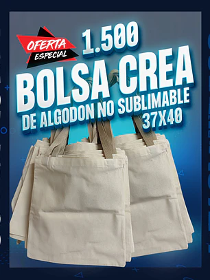Bolsa tela crea algodon no sublimable de 37x40