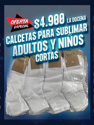 Calcetas blancas para sublimar para adultos y niños por docena