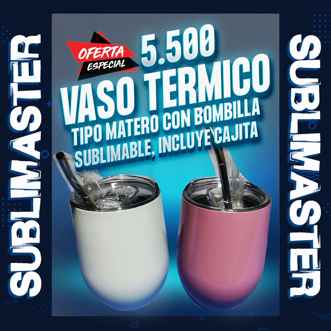 Vaso termico tipo matero de metal con bombilla  1