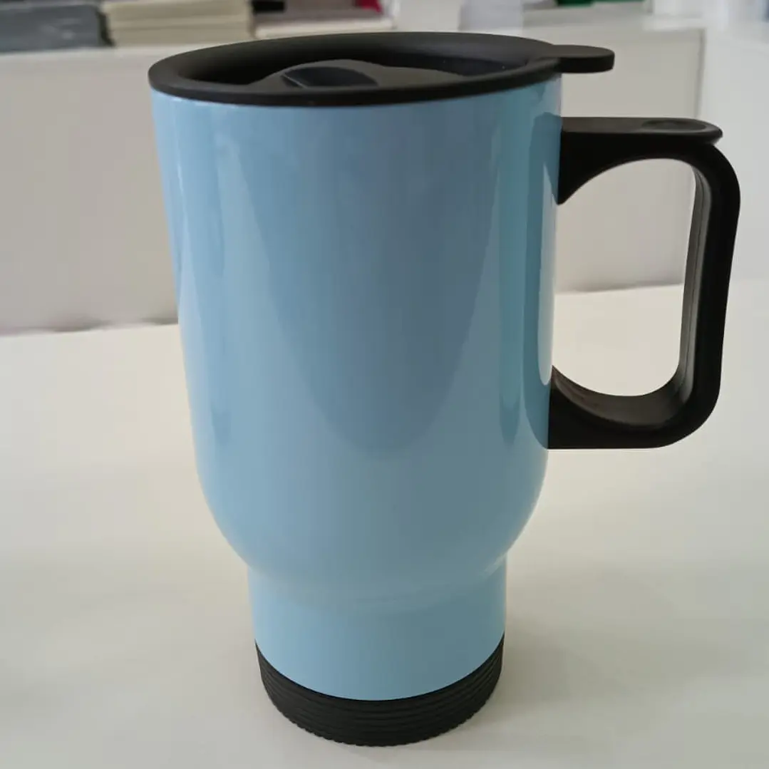 Mug térmico de acero inoxidable de color con tapa para sublimación 450 ml 4