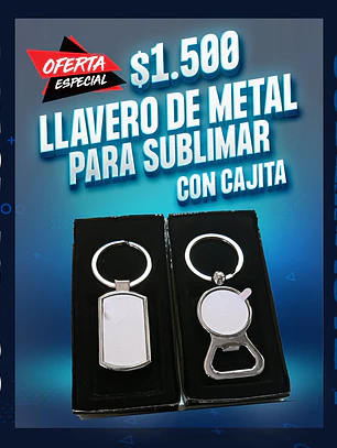 Llavero de metal para sublimar con cajita negra 