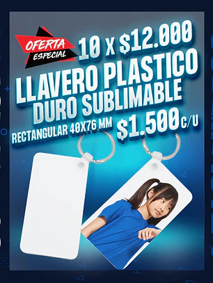 Llavero plastico duro facil de sublimar rectangular 4x8 cm