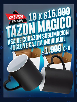 Tazon magico con asa de corazon para sublimacion incluye cajita individual venta por mayor de 10 unidades 