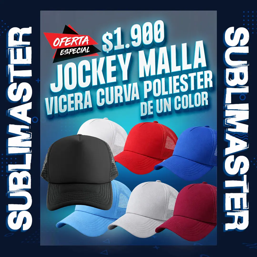 Jockey con malla vicera curva de un color  1