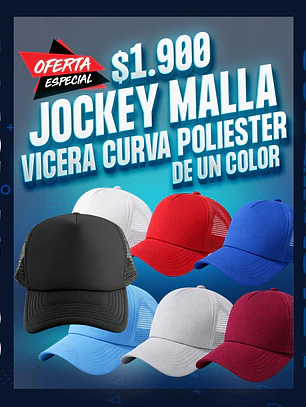 Jockey con malla vicera curva de un color 