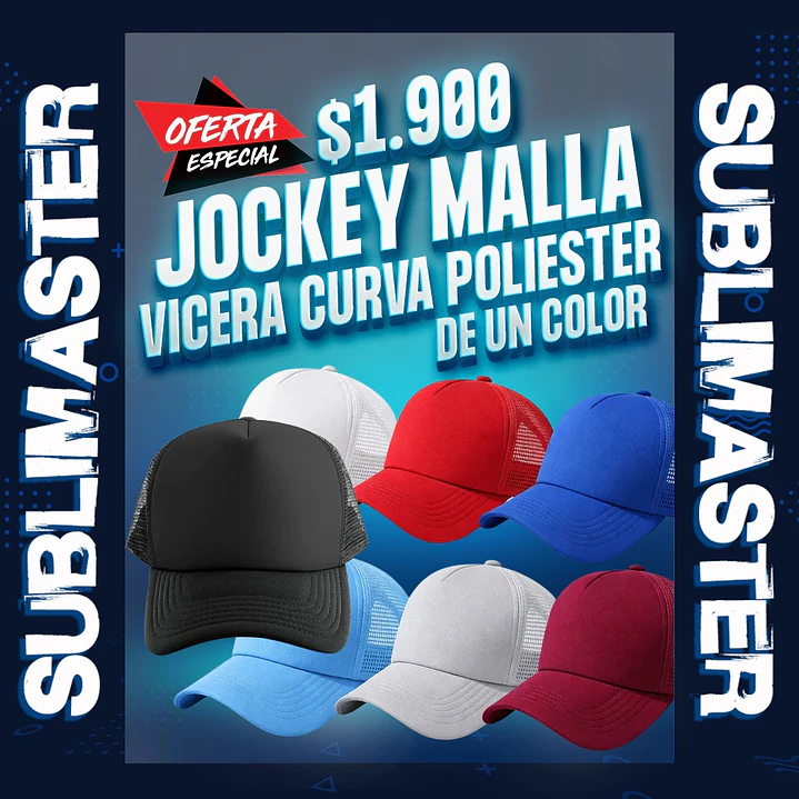 Jockey con malla vicera curva de un color  1