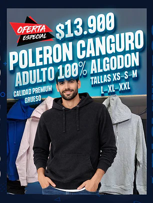 Poleron adulto canguro calidad premium 