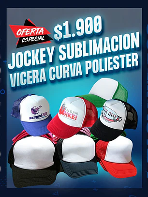 Jockey adulto, con malla vicera curva para sublimar 