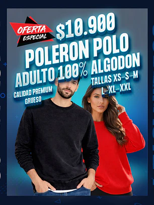 Poleron polo adulto 100% algodon calidad premium