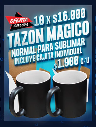 Tazon magico para sublimar de 11 oz incluye cajita individual oferta por 10 unidades