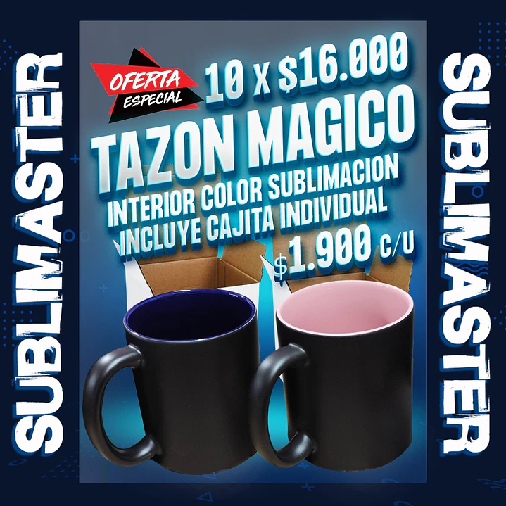 Tazon magico interior de color para sublimar de 11 oz incluye cajita individual oferta por 10 unidades 1